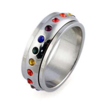 Edelstahl Regenbogen Homosexuell Versprechen Ring, lgbt Homosexuell Ring Schmuck